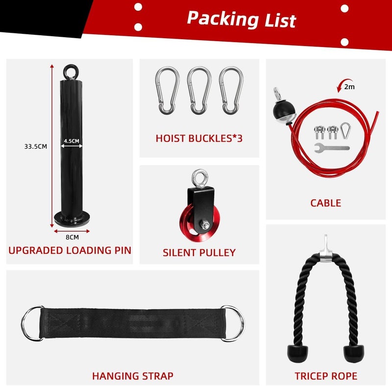 sunmeg LAT and Lift Pulley System, Weight Cable Machine for Power Cage & Squat Rack, LAT Pulldown Attachments for Triceps Pull Down, Biceps Curl, Back & Forearm Workouts - Home Gym Equipment - Image 2